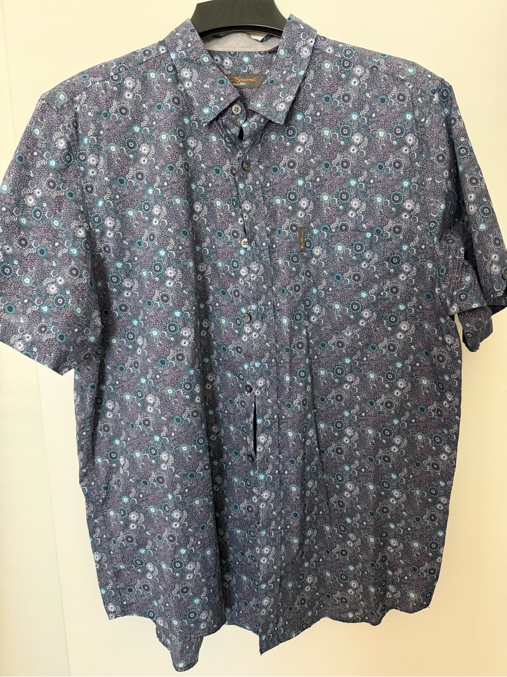 Ben Sherman Blue Floral Short-Sleeve Button-Down Shirt